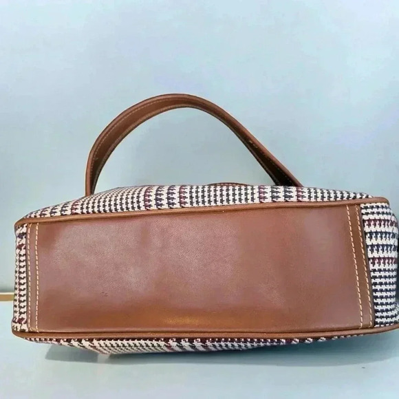 American Living Plaid & Faux Leather Handbag With Zipper Closure & Inner Pocket - Picture 3 of 9